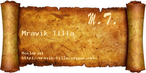 Mravik Tilla névjegykártya